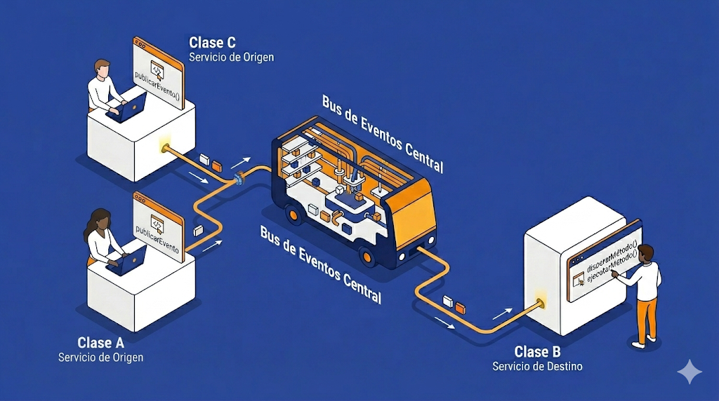 Diagrama de funcionamiento del Event Bus en Buk